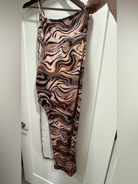 Animal Print Slip Dress in Tan and Black